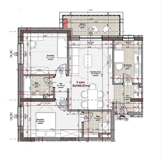 Apartament cu 3 camere semidecomandat în Dosu Bricii