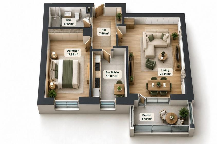 Apartament cu 2 camere în Sânpetru