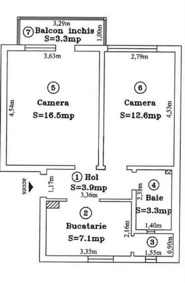 Apartament cu 2 camere decomandat, mobilat în Centrul Civic