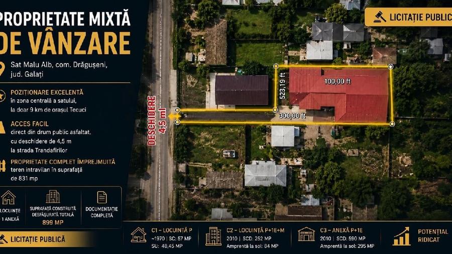 Casă individuală cu 6 camere cu Teren 831 Mp în Drăgănești