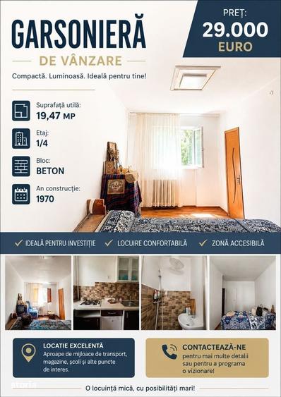Garsoniera Ploiesti, Sud | 19,47 mp | 29.000 FIX - 1