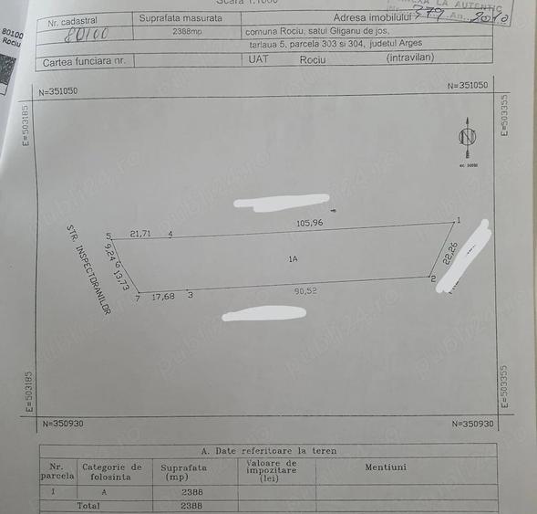Teren de 2388 mp, în Gliganu de Jos