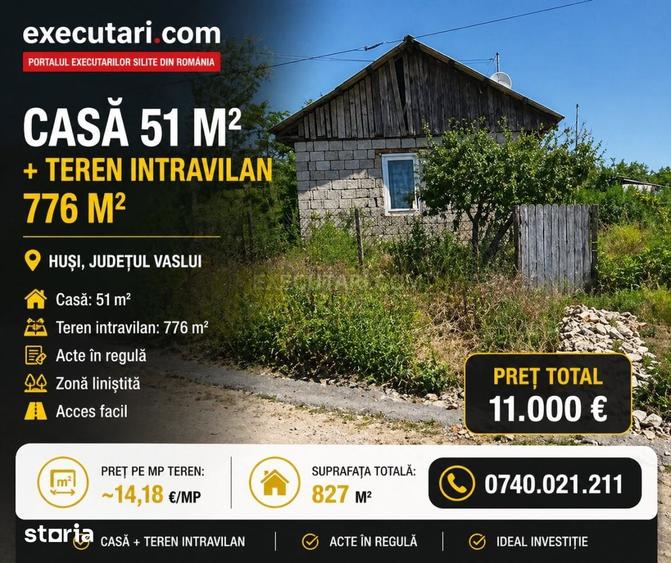 Casa 51 m2 + Teren intravilan - 848 m2, Husi - 4