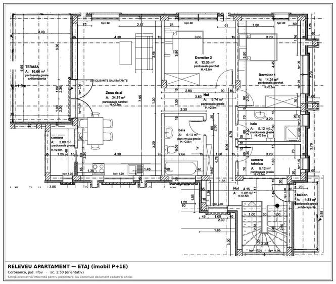Apartament cu 3 camere decomandat, mobilat în Corbeanca