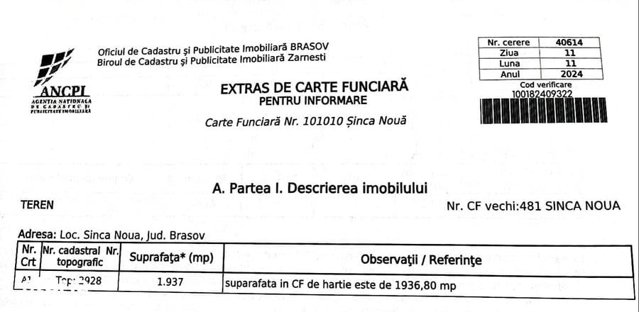 Teren de 18860 mp, în Șinca