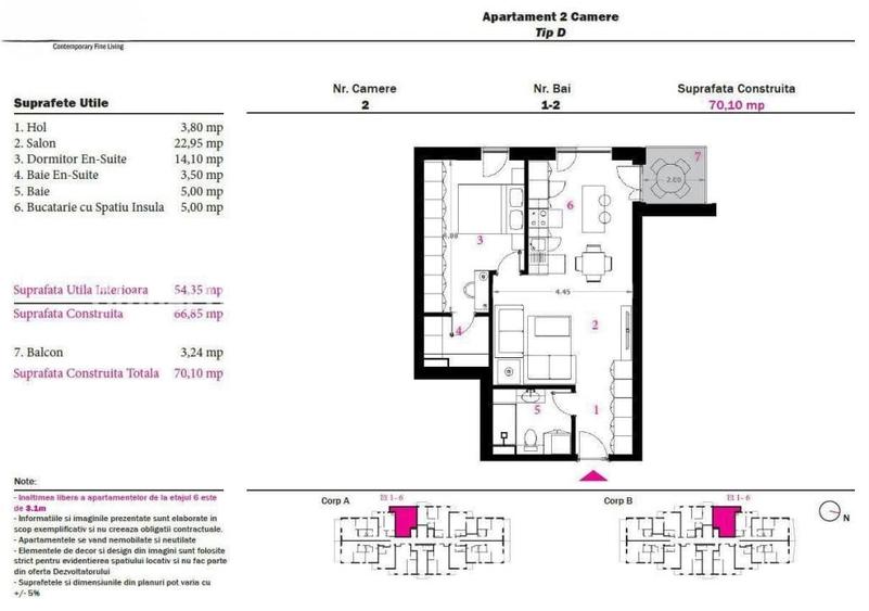 Apartament cu 2 camere decomandat în Voluntari