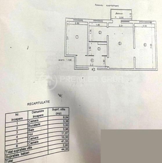 Apartament cu 3 camere în Tătărași