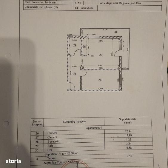 Apartament cu 2 camere în Vârteju