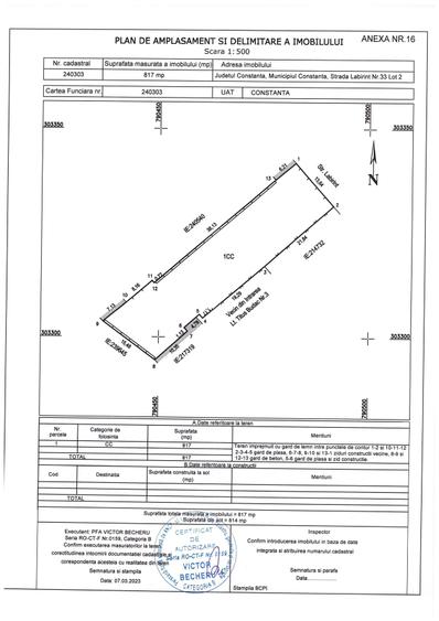 Teren Construcții intravilan de 817 mp, în Gara