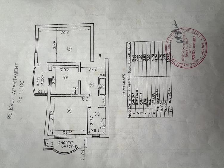 Apartament cu 2 camere decomandat în Dancu