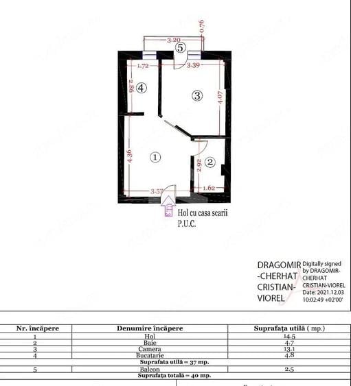 Apartament cu 2 camere semidecomandat în Central