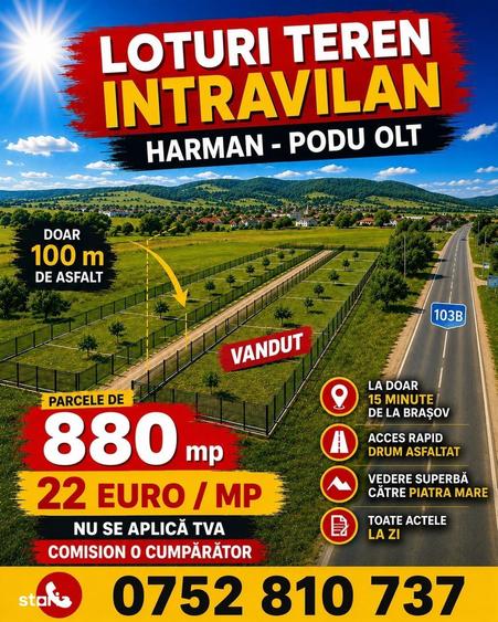 Teren de 854 mp, în Hărman