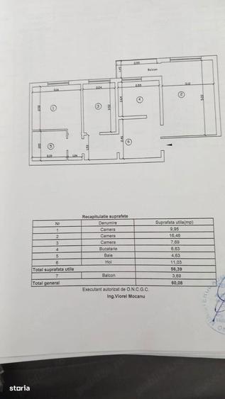 Etaj 3-Podul de Fier-3 Camere Decomandat -bloc 82' - 1
