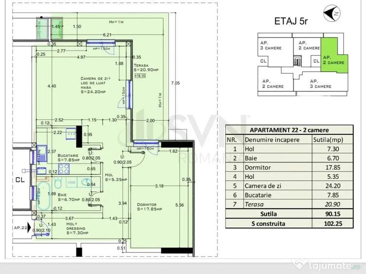Apartament cu 4 camere semidecomandat în Aviației