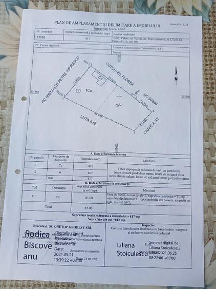 Teren de 817 mp, în Mandra