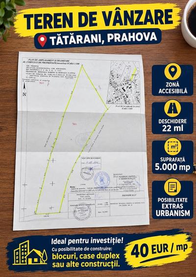Teren de 5000 mp, în Tătărani