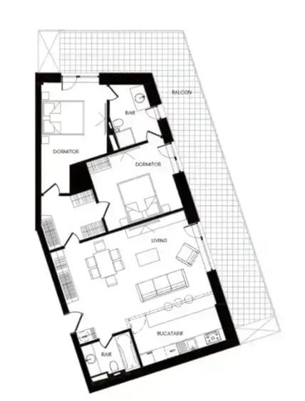 Apartament cu 3 camere semidecomandat în Pipera