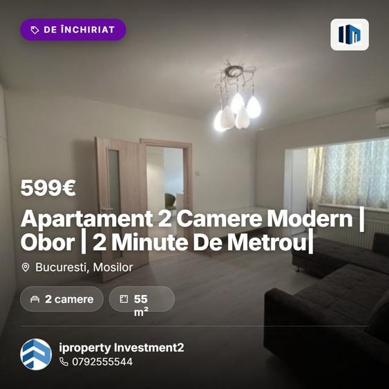 Apartament cu 2 camere semidecomandat, mobilat în Moșilor