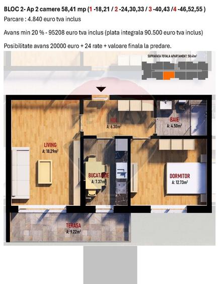 Apartament cu 2 camere în Dobroești