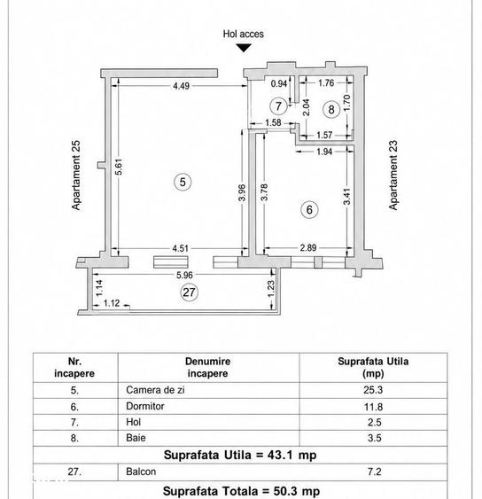 Apartament cu 2 camere în Nord