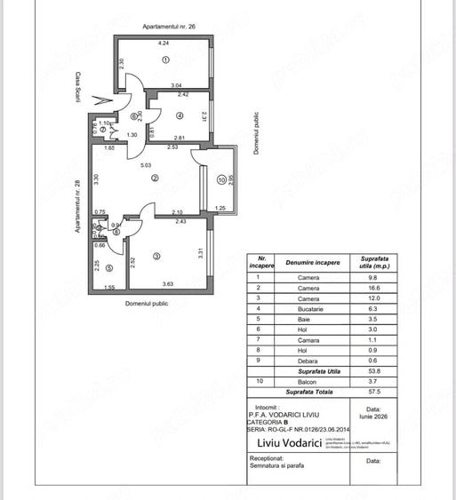 Apartament cu 3 camere semidecomandat în Țiglina 1