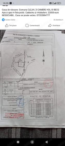 Casă cu 3 camere cu Teren 410 Mp în Cleja