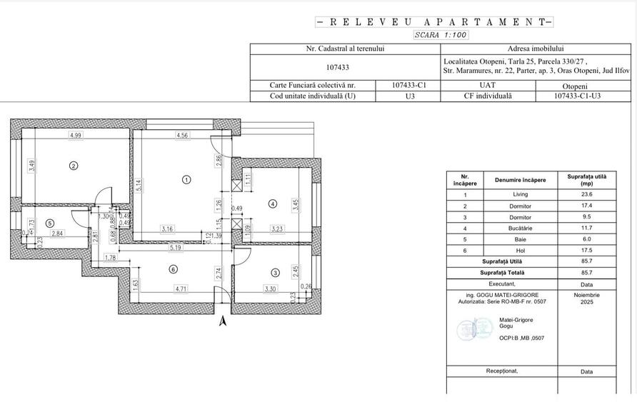 Apartament cu 3 camere în Central