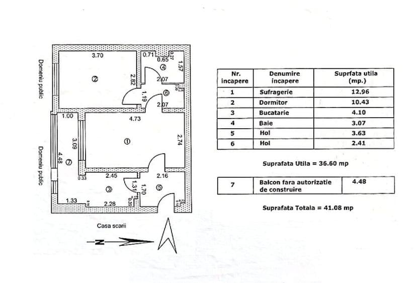Apartament cu 2 camere semidecomandat în Micro 40