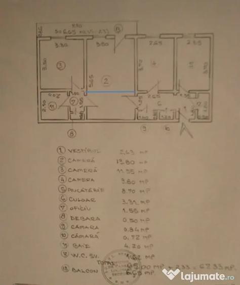 Apartament cu 3 camere decomandat în Brâncoveanu