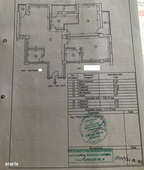Apartament cu 3 camere, mobilat în Central