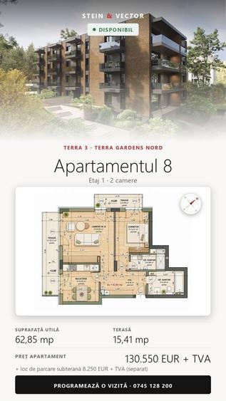 Apartament cu 3 camere semidecomandat în Nord