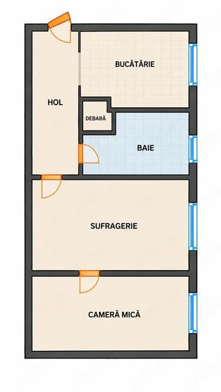 Apartament cu 2 camere semidecomandat în Central