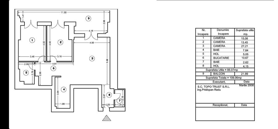 Apartament cu 3 camere semidecomandat în Herăstrău