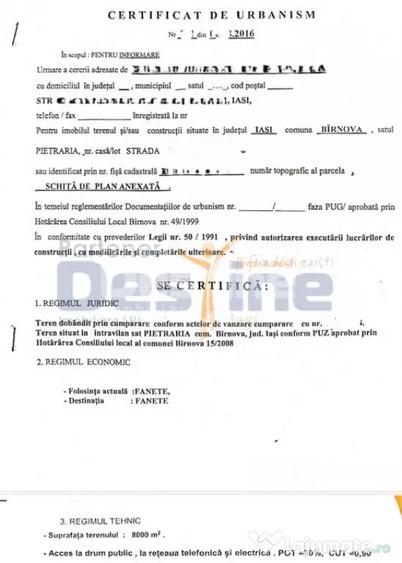 Teren de 8000 mp, în Central