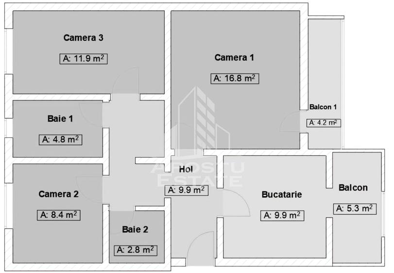 Apartament cu 3 camere decomandat în Aradului