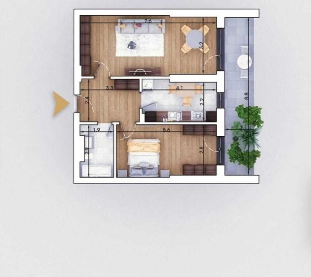 Apartament cu 2 camere decomandat în Theodor Pallady