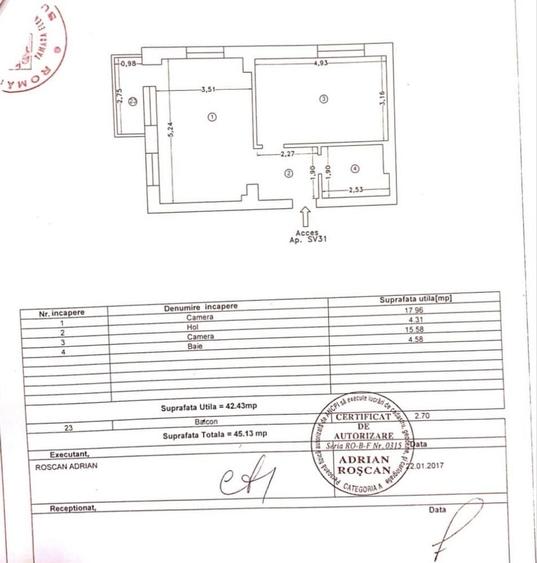Apartament cu 2 camere decomandat în Central