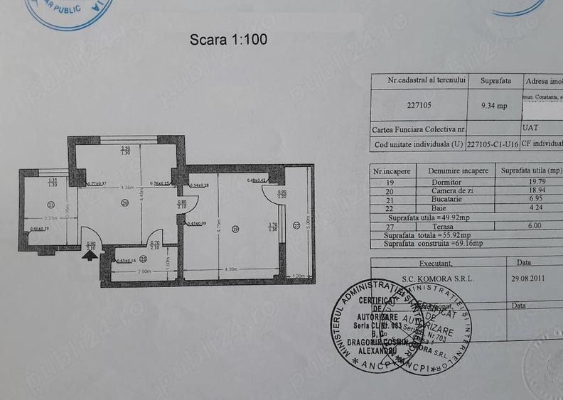 Apartament cu 2 camere nedecomandat în Central