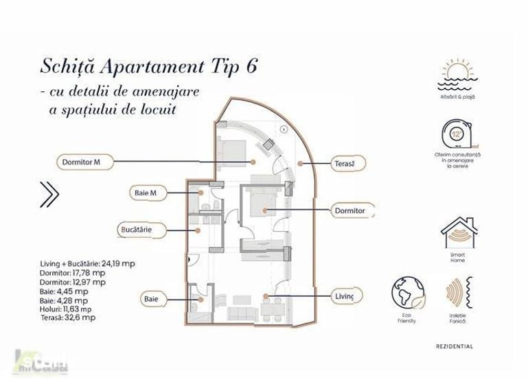 Apartament cu 3 camere în Central