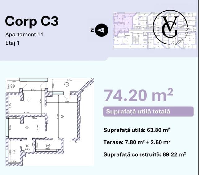 Apartament cu 3 camere decomandat în Mamaia-Sat