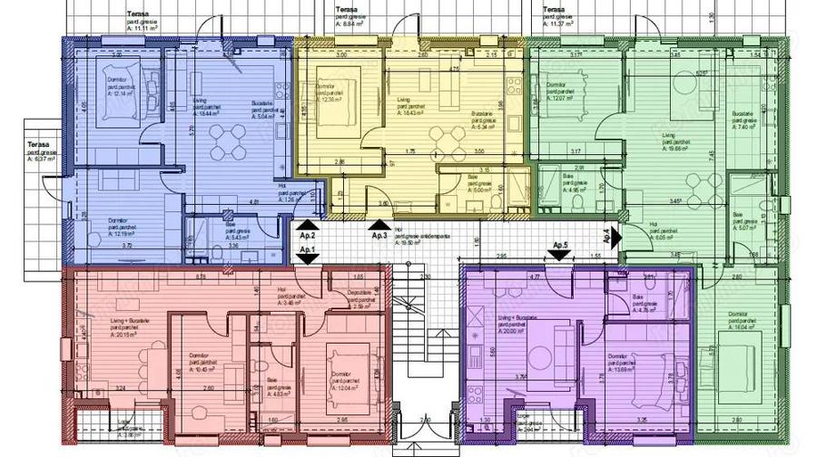 Apartament cu 3 camere semidecomandat în Central