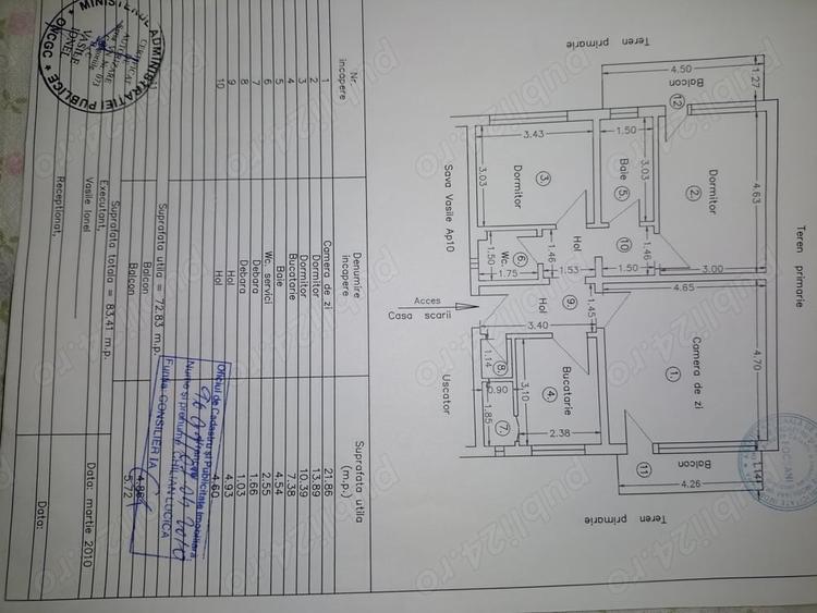 Apartament cu 3 camere decomandat în Central