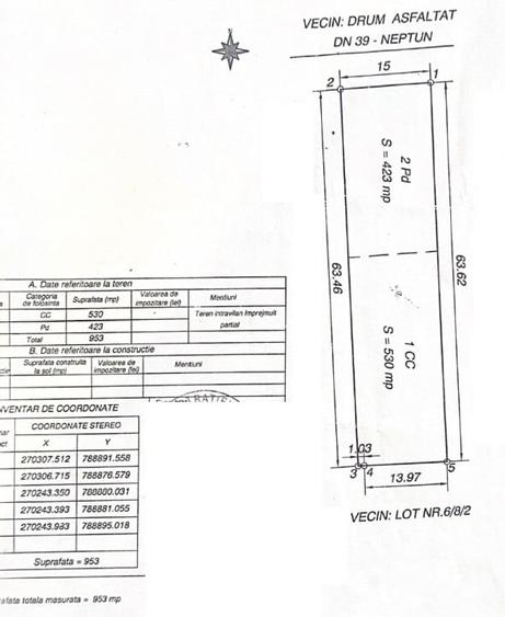 Teren Construcții intravilan de 953 mp, în Neptun