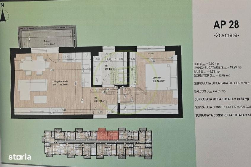 Apartament cu 2 camere în Nord