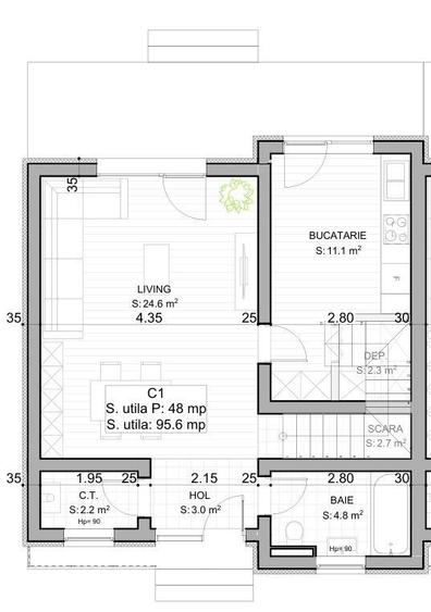 Duplex cu 4 camere cu Canalizare în Braytim