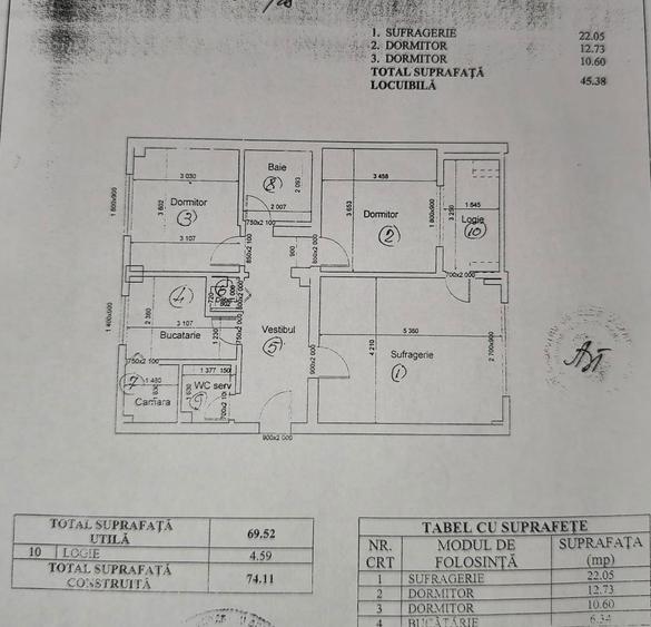 Apartament cu 3 camere decomandat, mobilat în Muncii