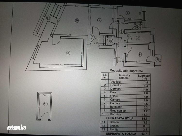 Apartament cu 3 camere în Centrul Civic