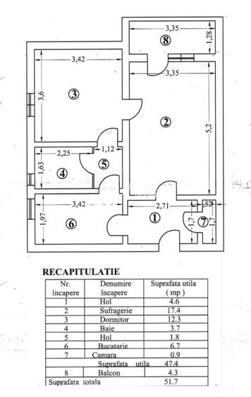 Apartament cu 2 camere decomandat în Zahana