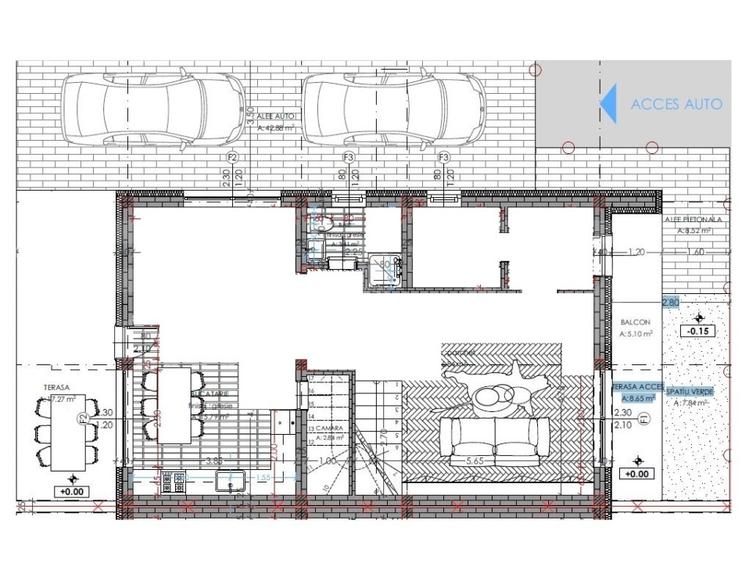 Duplex cu 5 camere cu Canalizare în Florești