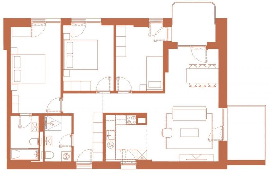 Apartament 4 camere 95.6 mp 2 logii de 6.6 mp si 8.2 mp in H - 2
